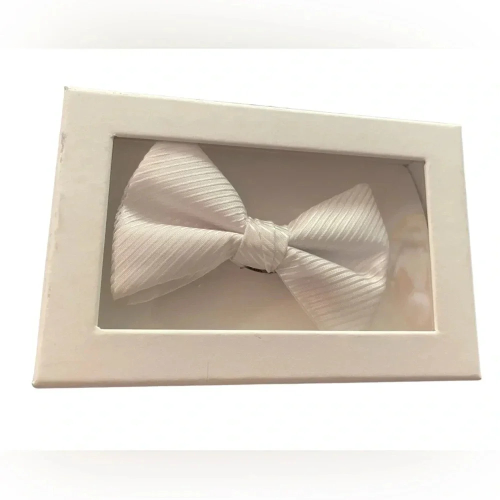 Calvin Klein White Stripe Bow Tie NIB